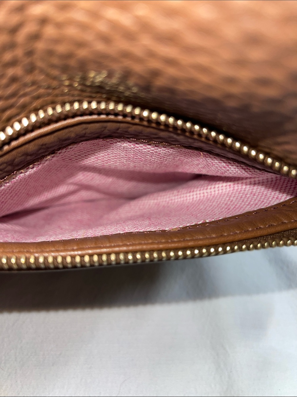Dooney & Bourke Pebbled Leather Hobo Shoulder Bag Cognac Brown Large Purse - Picture 16 of 17
